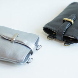 スマホショルダー　シュリンクレザー　キャメル　スマホポシェット　ポーチ　ポシェット　本革　日本製　apo-24nns 7枚目の画像