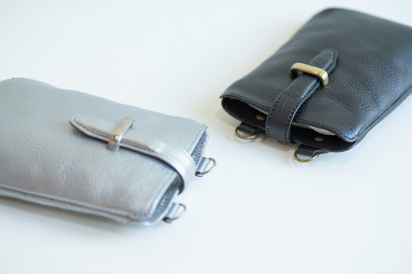 スマホショルダー　シュリンクレザー　キャメル　スマホポシェット　ポーチ　ポシェット　本革　日本製　apo-24nns 7枚目の画像