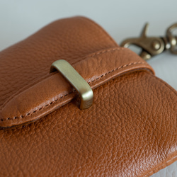 スマホショルダー　シュリンクレザー　キャメル　スマホポシェット　ポーチ　ポシェット　本革　日本製　apo-24nns 4枚目の画像