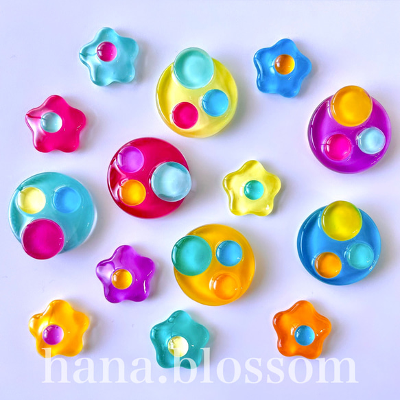 glass flower retro pink blue bycolor Earrings 7枚目の画像