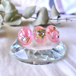 glass oval moisture pure pink Earrings 6枚目の画像