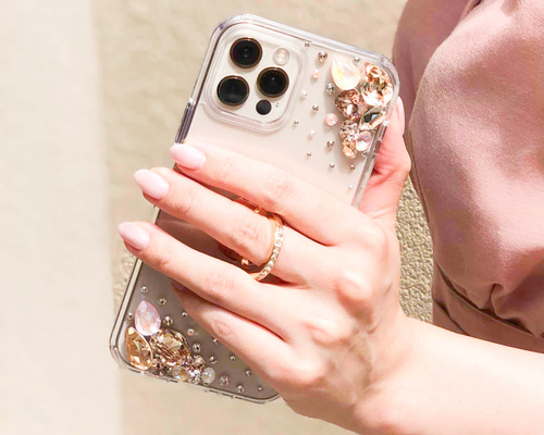 iPhone17pro,16,15,他クリアケースイニシャルニュアンスピンクオーロラ