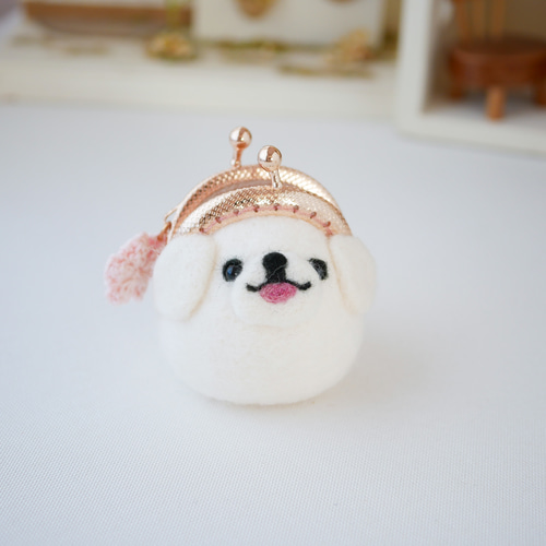 ペキニーズがま口｜ふわもち可愛い手のひらサイズの羊毛フェルト