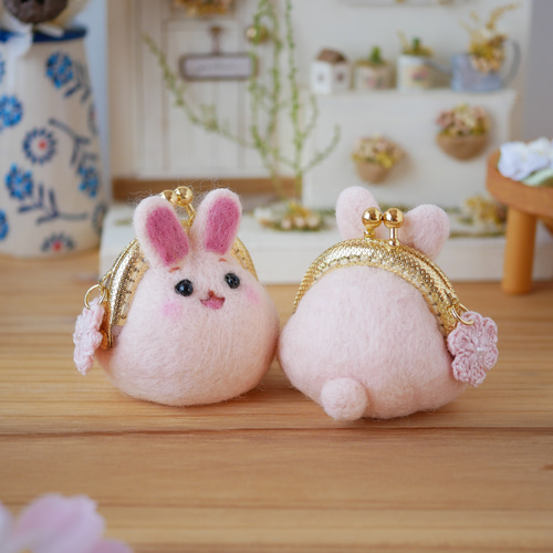 うさぎのがま口｜アクセサリー入れにもおすすめ 飾って楽しむ羊毛