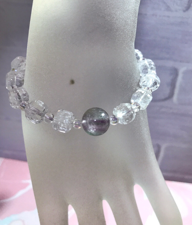 フローライト&キューブな水晶✨ブレスレット