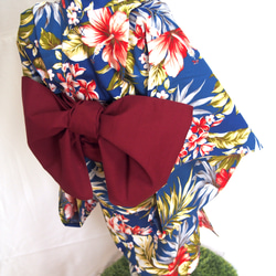 こども浴衣S ／ハワイアンバティック／木綿(コットン)／プルメリアhawai／一つ身／園児〜小学生 5枚目の画像