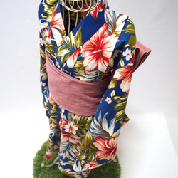 こども浴衣S ／ハワイアンバティック／木綿(コットン)／プルメリアhawai／一つ身／園児〜小学生 3枚目の画像