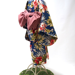 こども浴衣S ／ハワイアンバティック／木綿(コットン)／プルメリアhawai／一つ身／園児〜小学生 9枚目の画像