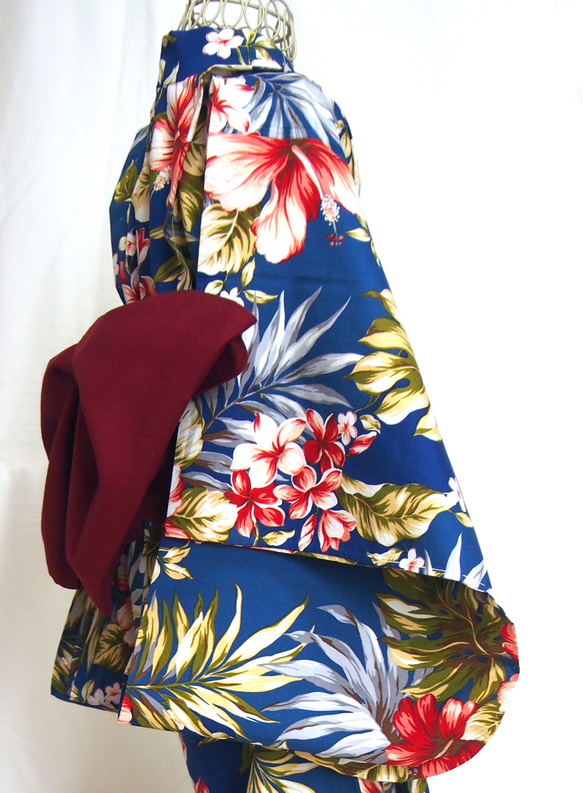 こども浴衣S ／ハワイアンバティック／木綿(コットン)／プルメリアhawai／一つ身／園児〜小学生 1枚目の画像