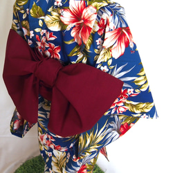 こども浴衣S ／ハワイアンバティック／木綿(コットン)／プルメリアhawai／一つ身／園児〜小学生 10枚目の画像