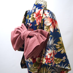 こども浴衣S ／ハワイアンバティック／木綿(コットン)／プルメリアhawai／一つ身／園児〜小学生 13枚目の画像