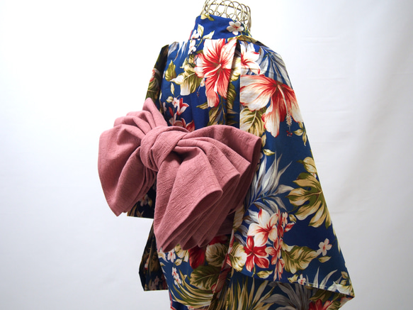 こども浴衣S ／ハワイアンバティック／木綿(コットン)／プルメリアhawai／一つ身／園児〜小学生 13枚目の画像