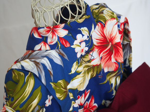 こども浴衣S ／ハワイアンバティック／木綿(コットン)／プルメリアhawai／一つ身／園児〜小学生 12枚目の画像