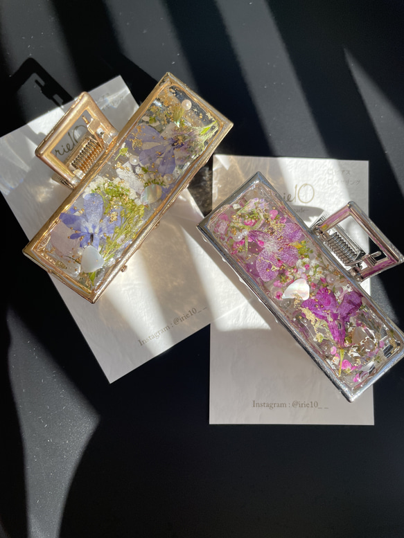 ★押し花ヘアクリップ 1644＊ハンドメイド♡押し花のヘアクリップ - メルカリ