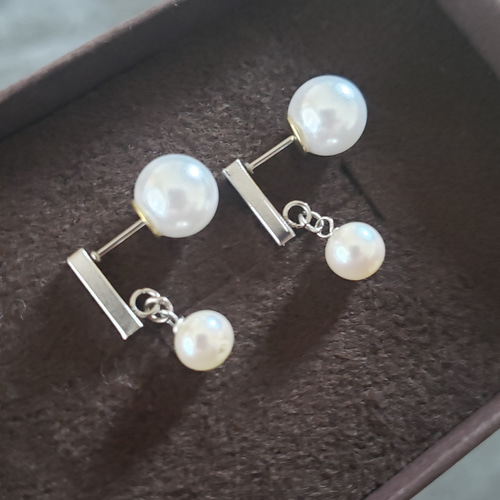 (4185)淡水パールスタッドピアス 淡水パールポテト型セミラウンドスタッドピアス #AAAA淡水パール