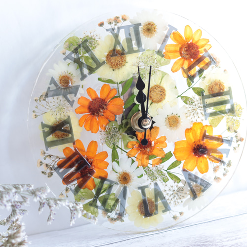 小花を閉じ込めて」“ノースポール&レースフラワー&クローバーの野花畑