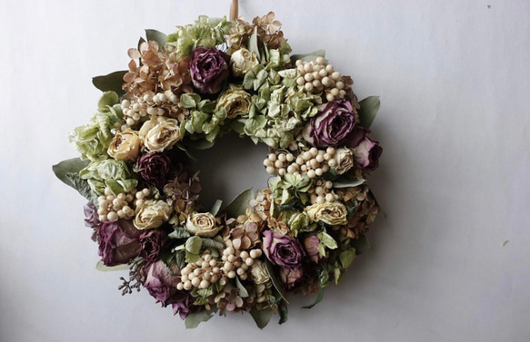 ドライフラワー スマホリング.アリッサムリース ドライフラワー