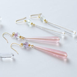 Acryl&gemstone【slim drop】フローライト ピアス/イヤリング 3枚目の画像