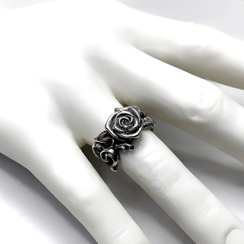 SR-08/BLOOM MIND】シルバーアクセ／925／Rose／薔薇／バラ 指輪