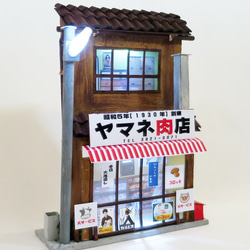 「リアル電飾」　下町のお肉屋さん　無着色組立キット　ジオラマ　ミニチュア 2枚目の画像