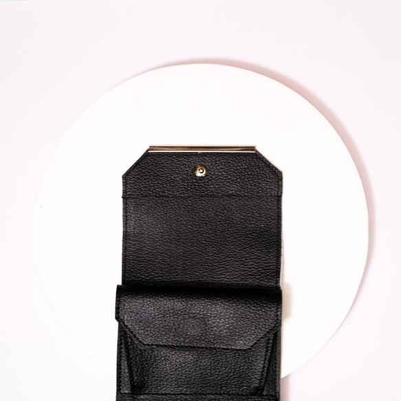【◎大人可愛いミニ財布◎】イタリアンレザーのコロンとしたミニ財布(型押し幾何学模様プリント革) 6枚目の画像