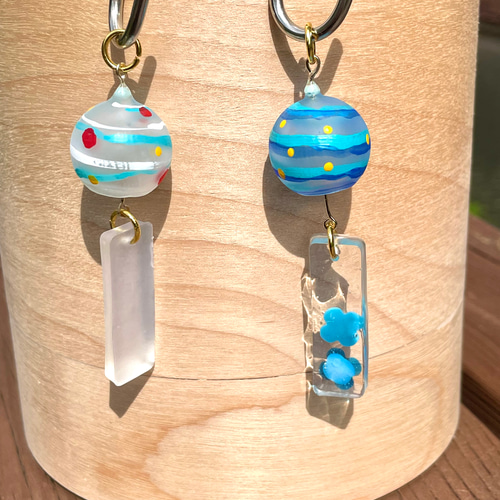 小さな風鈴ストラップ（水風船/青） キーリング as_azure_as