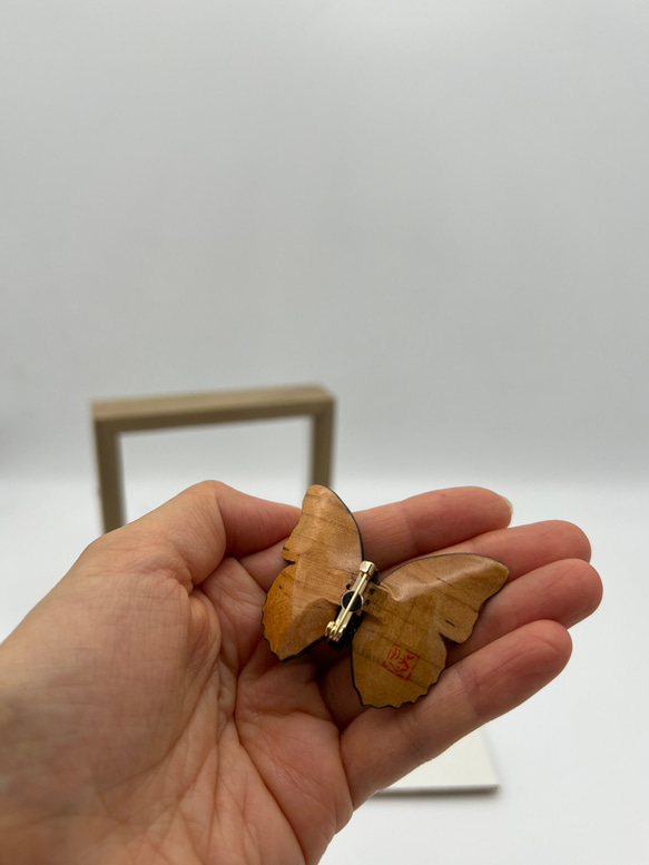 木製蝶々標本ブローチ【スミナガシ】 5枚目の画像