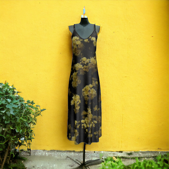 【受注生産】黄色いモッコウバラ　スリップドレス　マキシ丈 1枚目の画像