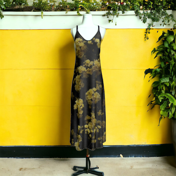 【受注生産】黄色いモッコウバラ　スリップドレス　マキシ丈 10枚目の画像
