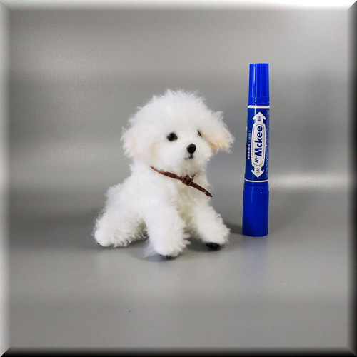 羊毛フェルト 招き犬 マルチーズ 犬 ハンドメイド ミニチュア 