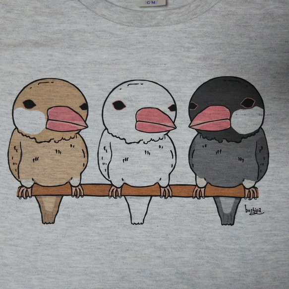 【ご予約受付中】「文鳥３」Tシャツ【 サイズ×カラーを選べるオーダーメイド Tシャツ】 2枚目の画像