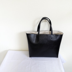 2718)牛革☆ツヤのない落ち着いた黒☆シンプルトート1 トート