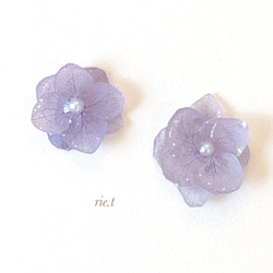 再販10【rie.t】本物の紫陽花   ラベンダー　ピアスorイヤリング 4枚目の画像