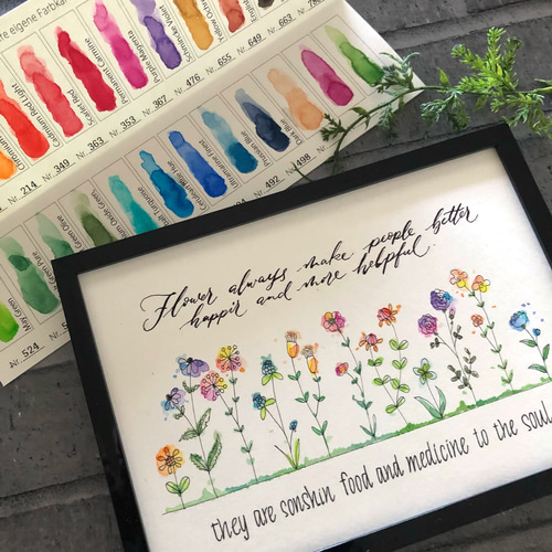 木の上のお花畑【額なし】直筆 手書き 一点物 つくしとたんぽぽ 初心者向けハガキ絵Easy postcard picture