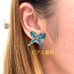 【受注生産】キラキラ蝶のピアス(イヤリング) 3枚目の画像