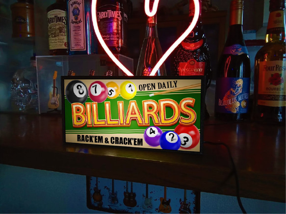 ビリヤード プールバー 競技 ハスラー ゲームセンター ランプ サイン ミニチュア 看板 置物 雑貨 LEDライトBOX 5枚目の画像