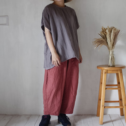 草木染めガーゼセットアップ/ Creema限定 夏の福袋　淡藤×小豆 3枚目の画像