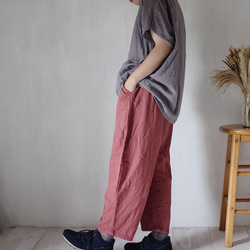 草木染めガーゼセットアップ/ Creema限定 夏の福袋　淡藤×小豆 4枚目の画像