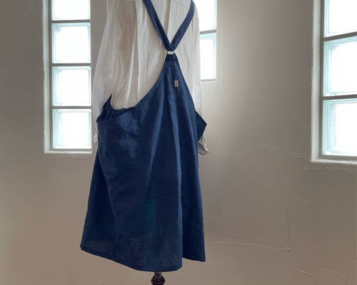 ハンドメイド作家さん　リネン エプロンワンピース 作家さん〇゜frou-frou リネン エプロンワンピース