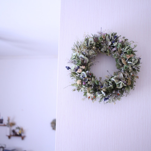 紫陽花とナズナの夏草リース✳︎ドライフラワー◎25センチ リース  