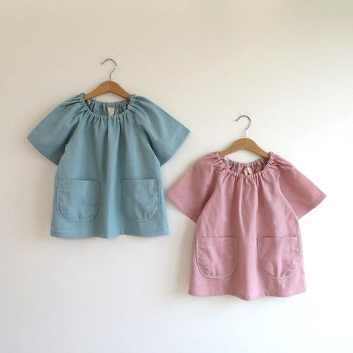 くすみカラーの夏用スモック□80～160サイズ□ 子供服 *norie 通販 