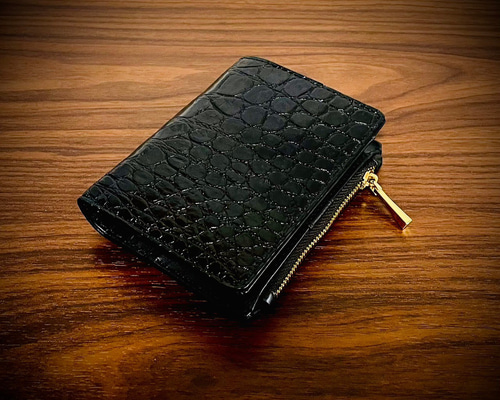 クロコダイル ミニ財布 二つ折り コンパクト 証明書付 クロコダイル ミニ財布 二つ折り コンパクト 証明書付