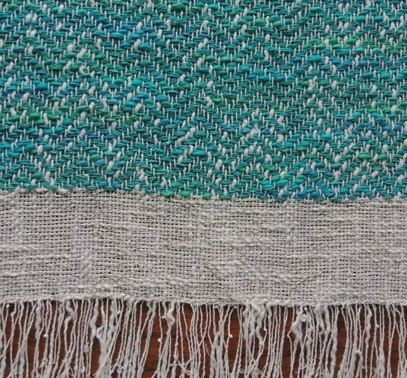 手織ティーマットH(ランチョンマット、水色のジグザグ柄) 5枚目の画像