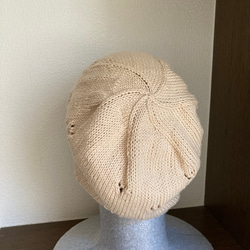 手編み　ハート模様のコットン帽子 2枚目の画像