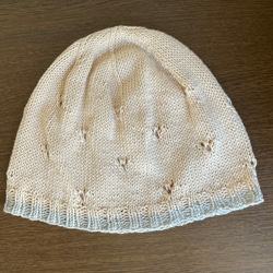 手編み　ハート模様のコットン帽子 4枚目の画像