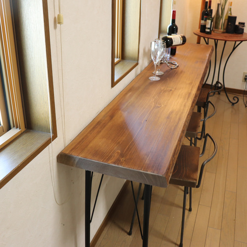 w1890一枚板国産のヒノキ カウンターテーブル カフェ ダイニング