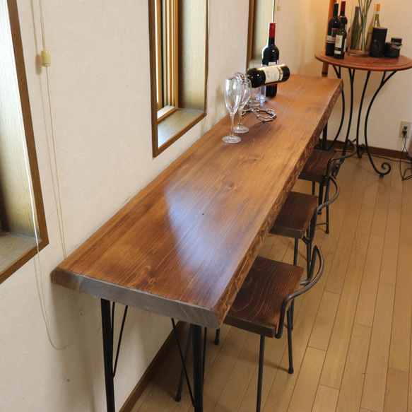 w1890一枚板国産のヒノキ カウンターテーブル カフェ ダイニング  