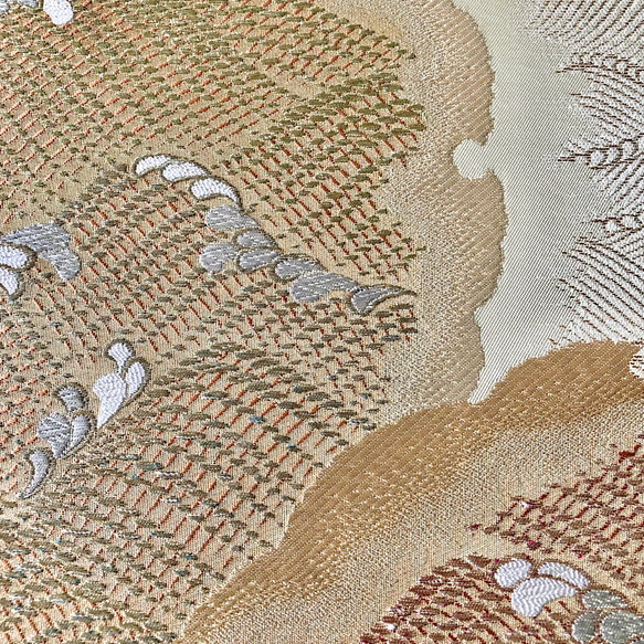 着物のファブリックパネル　アンティークピンク×金の波輪（2枚セット）サスティナブル　着物リメイク　インテリア 7枚目の画像