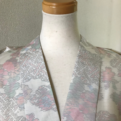 白大島紬 着物リメイク 作務衣 現品限り 和の簡単上衣 着物 yuki