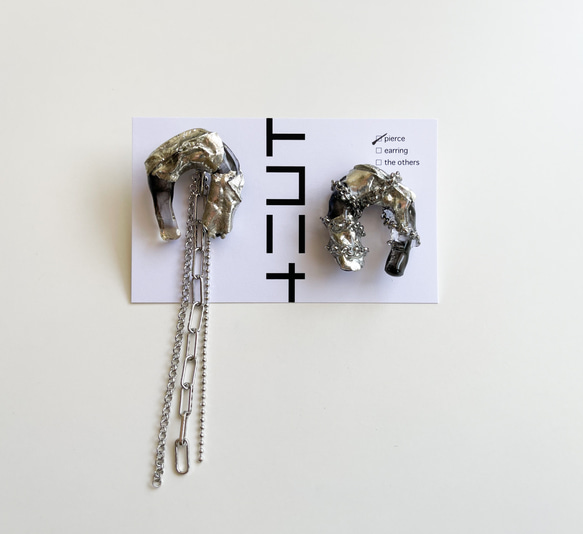 horseshoe chain pierce【錫×Black】 8枚目の画像